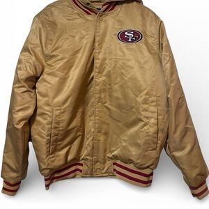UG San Francisco 49ers NFL Ultra Game Gold Hooded Bomber Jacket Men Size M